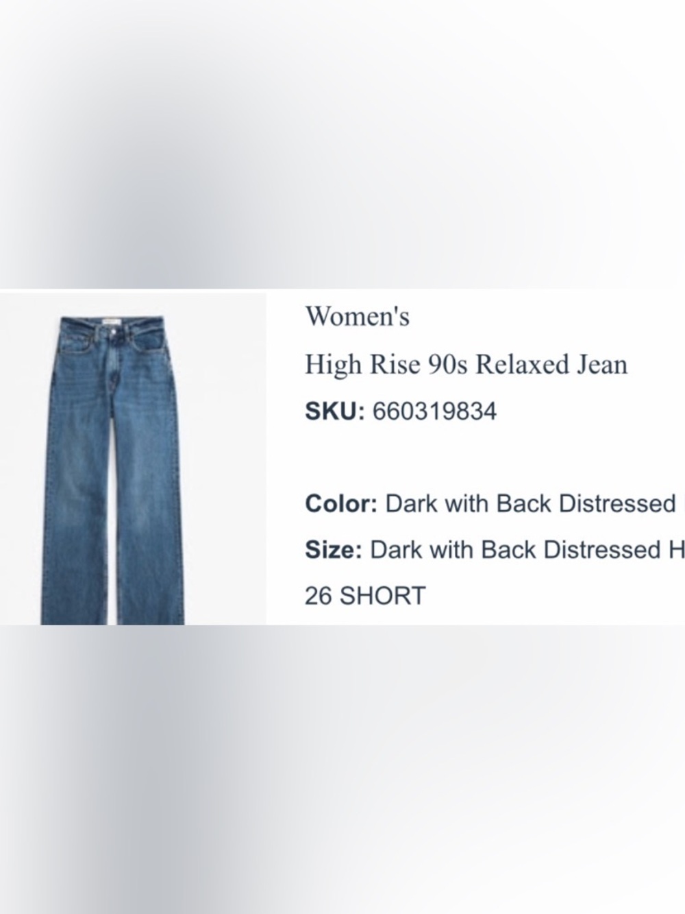 Abercrombie High Rise 90s relaxed Jean, 26 short - Picture 4 of 4